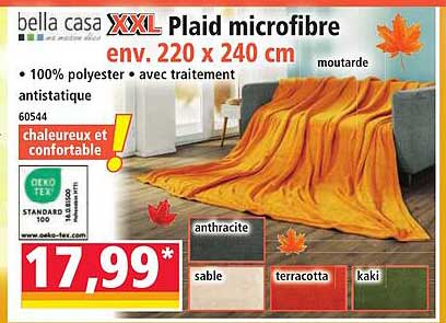 Plaid microfibre XXL env. 220 x 240 cm