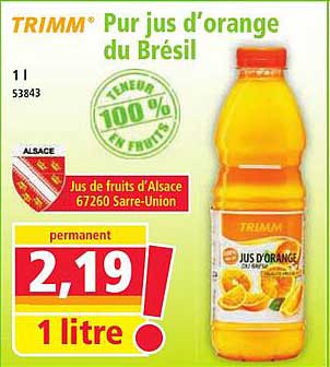 Pur jus d’orange du Brésil