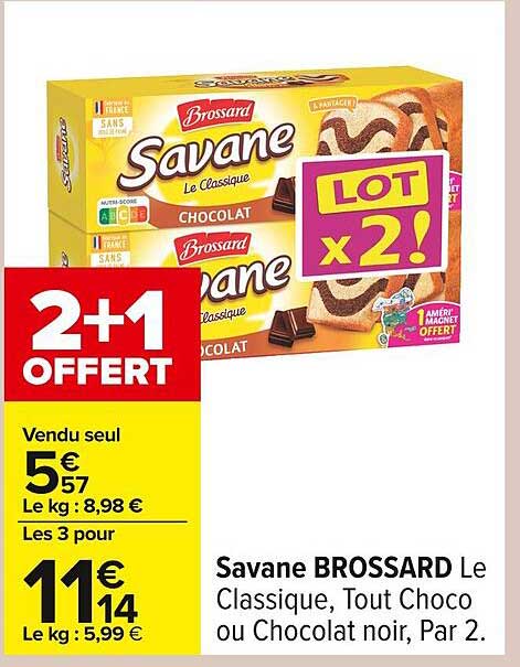 Savane BROSSARD Le Classique, Tout Choco ou Chocolat noir, Par 2.
