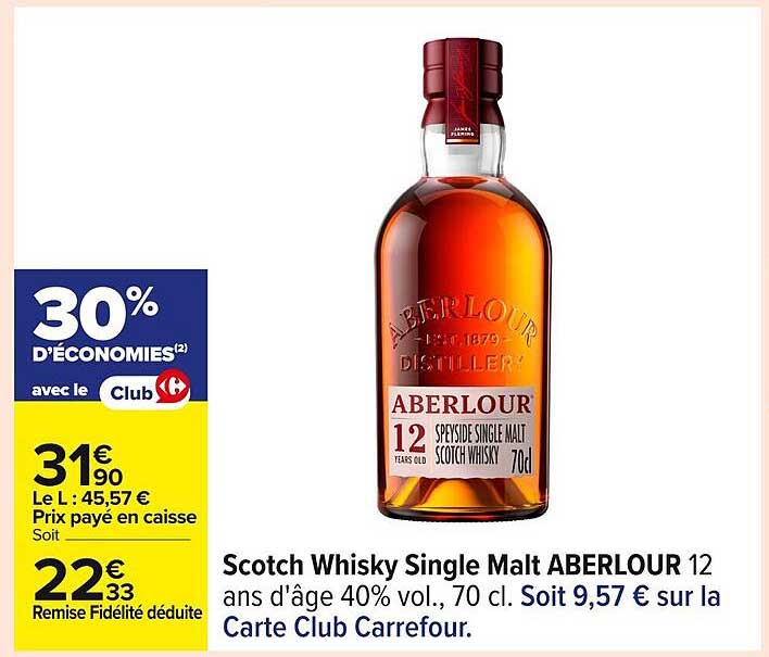 Scotch Whisky Single Malt ABERLOUR 12 ans d'âge 40% vol., 70 cl.