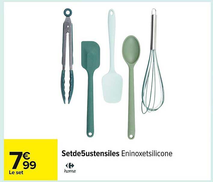 Set de 5 ustensiles En inox et silicone