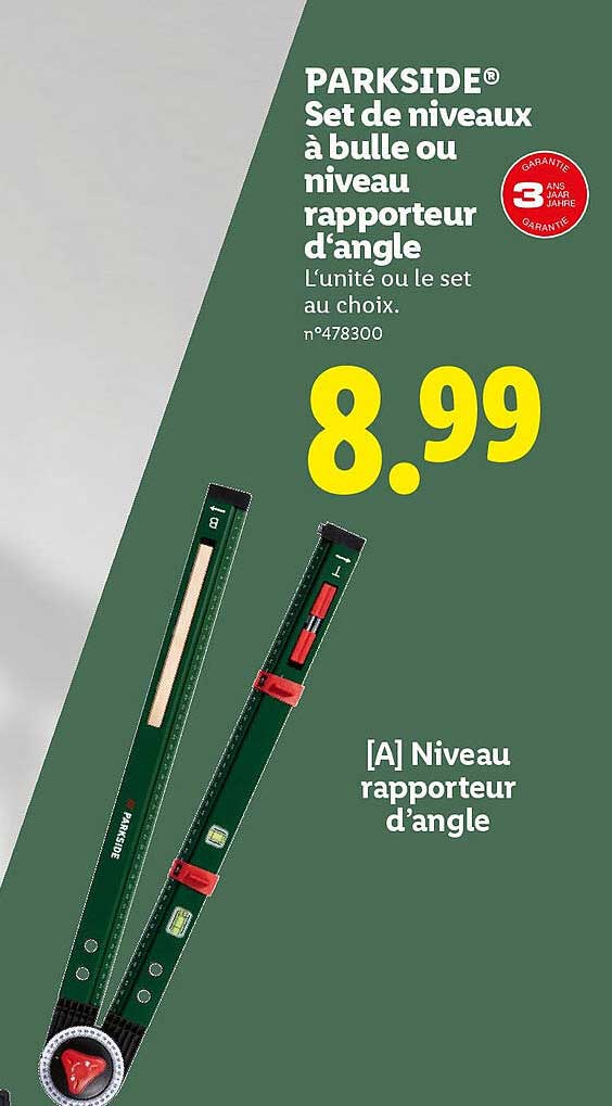 Set de niveaux à bulle ou niveau rapporteur d'angle