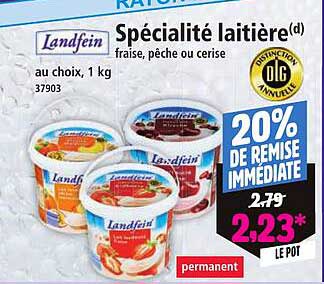 Spécialité laitière(d) fraise, pêche ou cerise