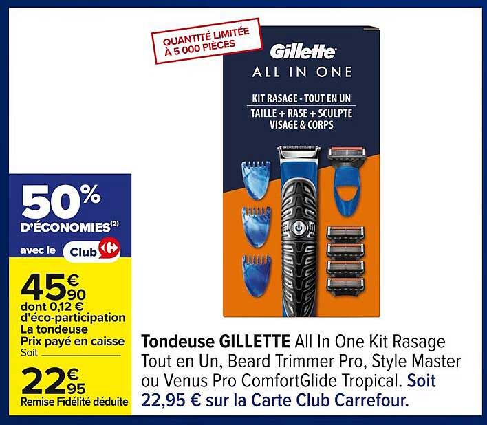 Tondeuse GILLETTE All In One Kit Rasage Tout en Un