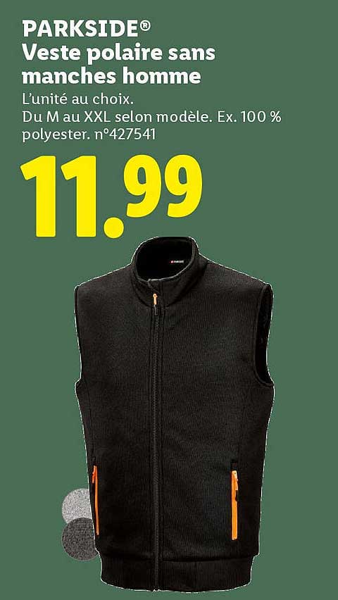 Veste polaire sans manches homme