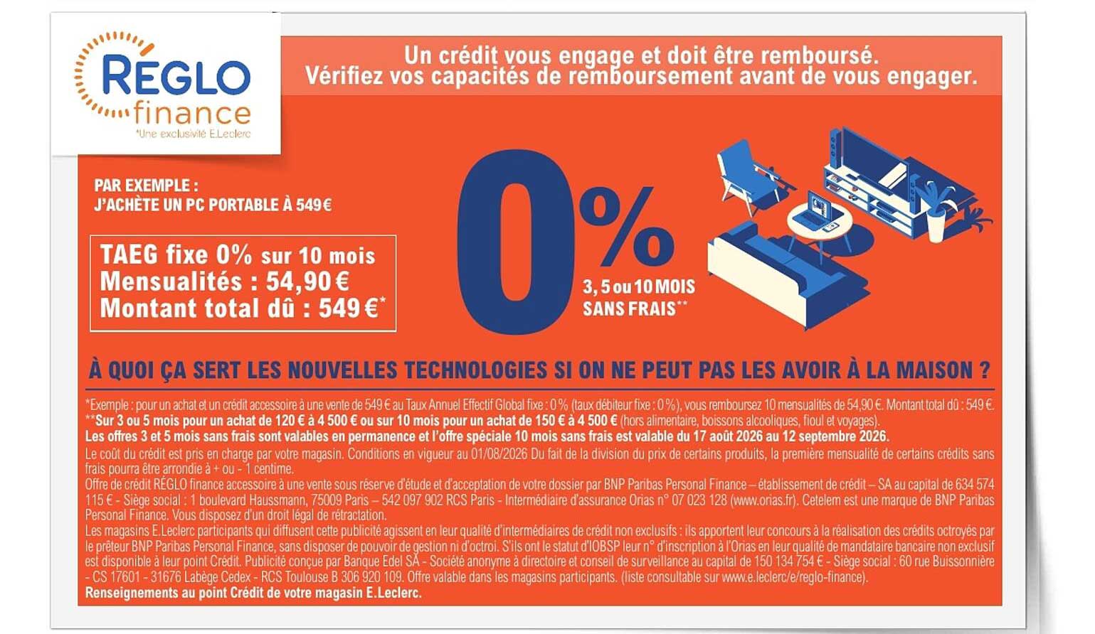 0% 3, 5 ou 10 MOIS SANS FRAIS**