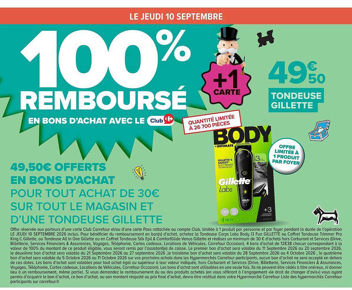 100% REMBOURSÉ EN BONS D’ACHAT AVEC LE Club Carrefour