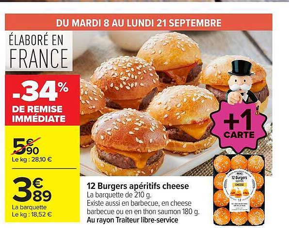 12 Burgers apéritifs cheese