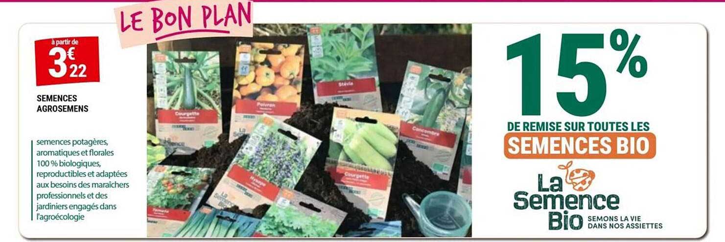 15% de remise sur toutes les semences bio