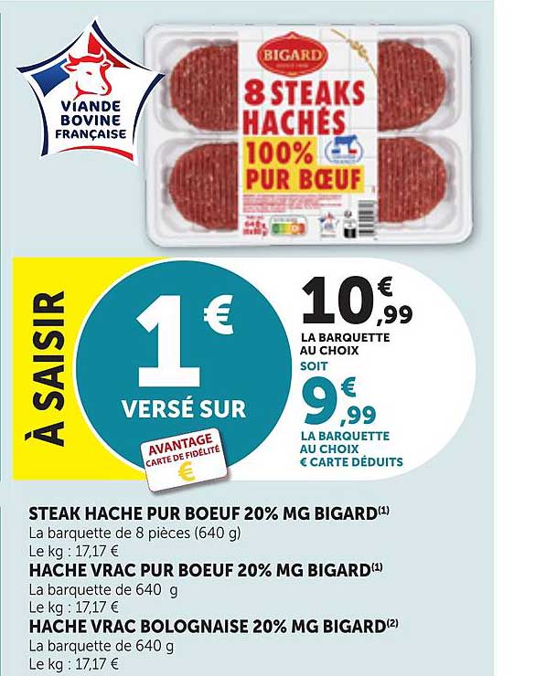 1€ versé sur 10€99 la barquette au choix soit 9€99 la barquette au choix € carte déduits