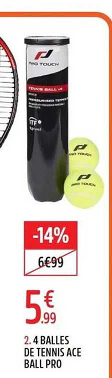 2. 4 BALLES DE TENNIS ACE BALL PRO
