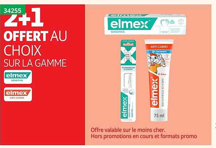 2+1 OFFERT AU CHOIX SUR LA GAMME elmex