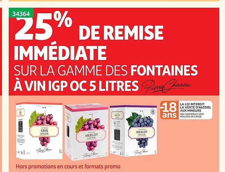 25% DE REMISE IMMÉDIATE SUR LA GAMME DES FONTAINES À VIN IGP OC 5 LITRES