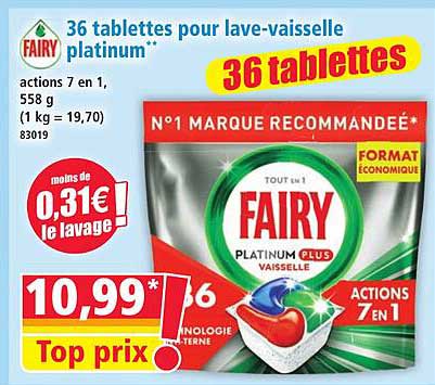36 tablettes pour lave-vaisselle platinum**