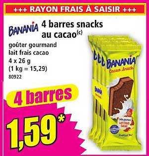 4 barres snacks au cacao