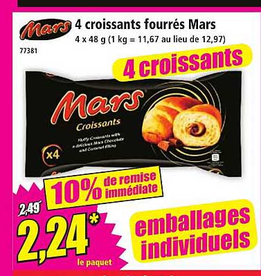 4 croissants fourrés Mars