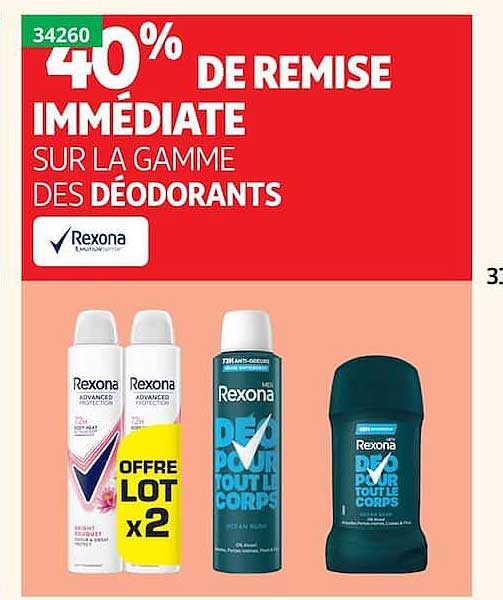 40% DE REMISE IMMÉDIATE SUR LA GAMME DES DÉODORANTS
