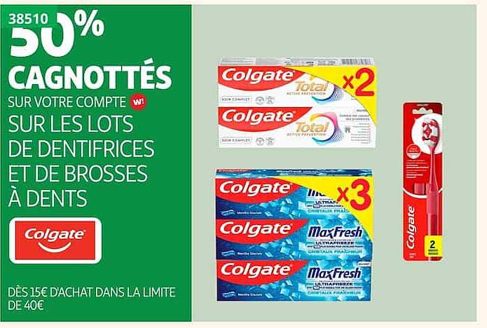 50% CAGNOTTÉS SUR VOTRE COMPTE W! SUR LES LOTS DE DENTIFRICES ET DE BROSSES À DENTS