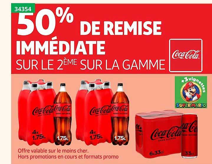 50% DE REMISE IMMÉDIATE SUR LE 2ÈME SUR LA GAMME Coca-Cola