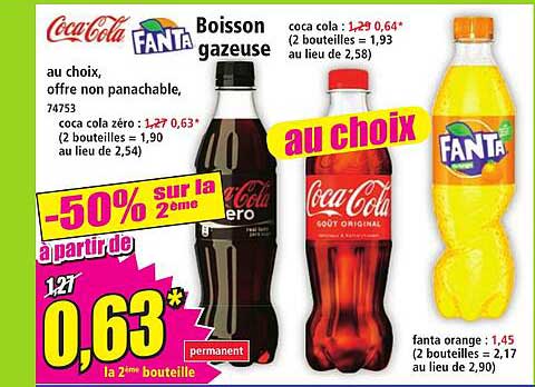 -50% sur la 2ème à partir de 0,63* la 2ème bouteille