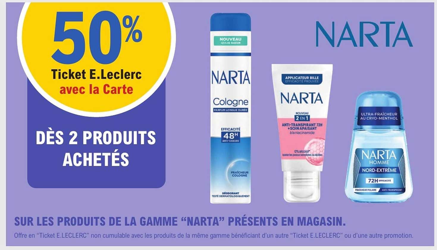 50% Ticket E.Leclerc avec la Carte dès 2 produits achetés