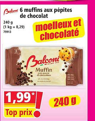 6 muffins aux pépites de chocolat