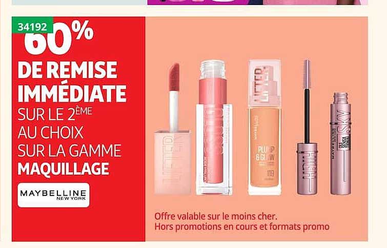 60% DE REMISE IMMÉDIATE SUR LE 2ÈME AU CHOIX SUR LA GAMME MAQUILLAGE