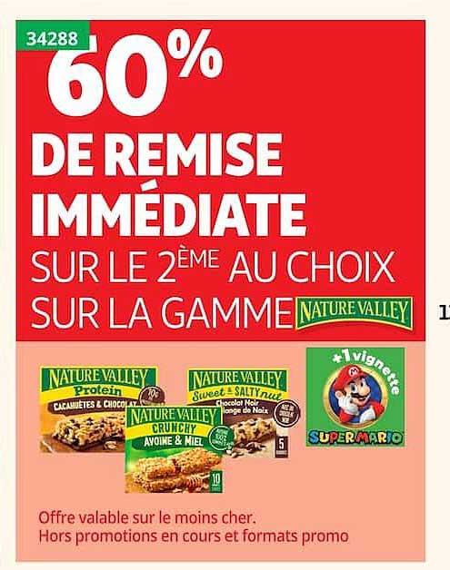 60% DE REMISE IMMÉDIATE SUR LE 2ÈME AU CHOIX SUR LA GAMME NATURE VALLEY