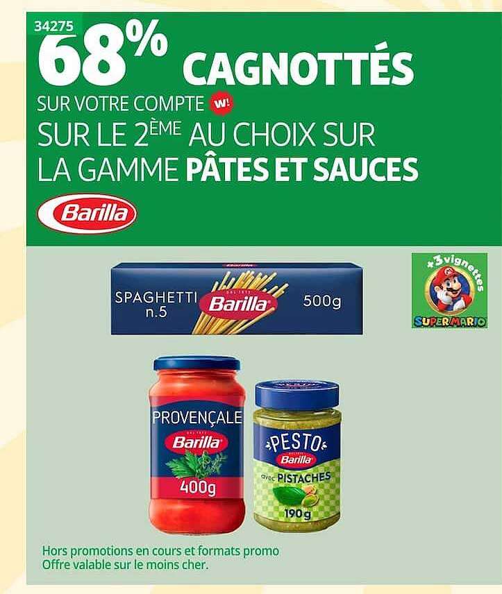 68% CAGNOTTÉS SUR VOTRE COMPTE SUR LE 2ÈME AU CHOIX SUR LA GAMME PÂTES ET SAUCES