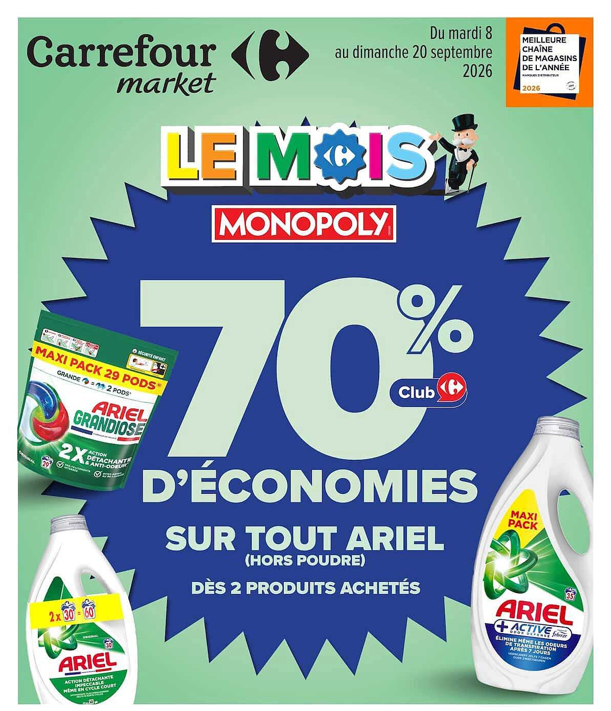 70% d'économies sur tout Ariel (hors poudre) dès 2 produits achetés