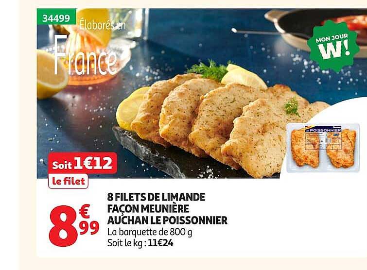 8 FILETS DE LIMANDE FAÇON MEUNIÈRE AUCHAN LE POISSONNIER