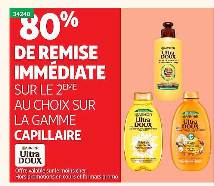 80% DE REMISE IMMÉDIATE SUR LE 2ÈME AU CHOIX SUR LA GAMME CAPILLAIRE