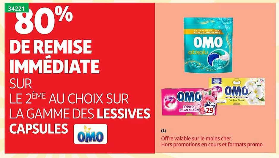 80% DE REMISE IMMÉDIATE SUR LE 2ÈME AU CHOIX SUR LA GAMME DES LESSIVES CAPSULES