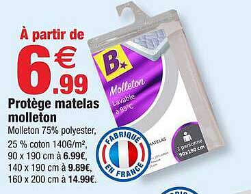 À partir de 6€99 Protège matelas molleton
