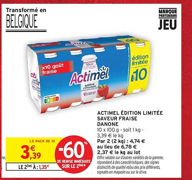 ACTIMEL ÉDITION LIMITÉE SAVEUR FRAISE DANONE
