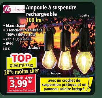 Ampoule à suspendre rechargeable 100 lm