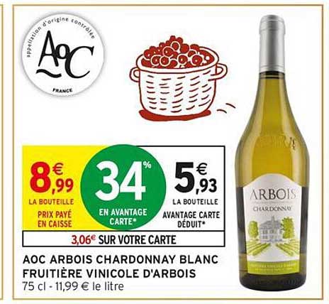 AOC ARBOIS CHARDONNAY BLANC FRUITIÈRE VINICOLE D'ARBOIS