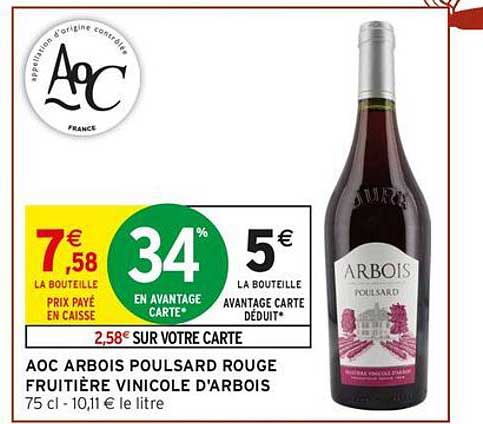 AOC ARBOIS POULSARD ROUGE FRUITIÈRE VINICOLE D'ARBOIS