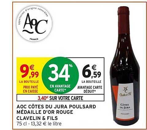 AOC CÔTES DU JURA POULSARD MÉDAILLE D'OR ROUGE CLAVELIN & FILS