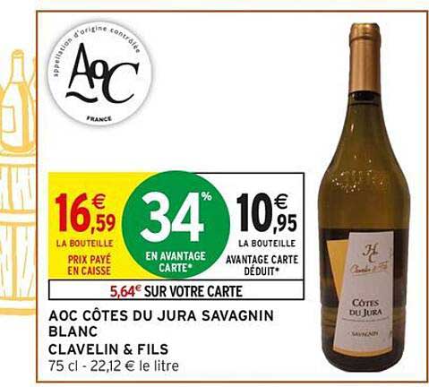 AOC CÔTES DU JURA SAVAGNIN BLANC CLAVELIN & FILS