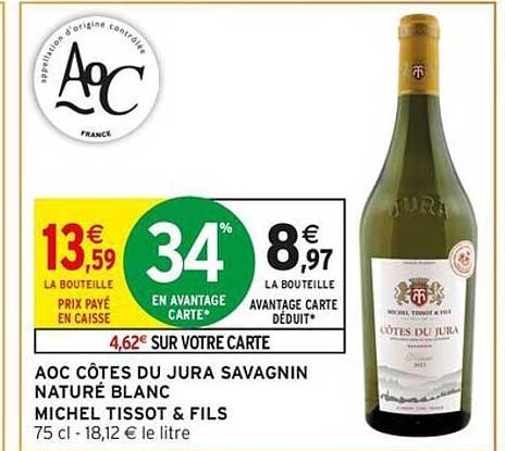 AOC COTES DU JURA SAVAGNIN NATUREL BLANC MICHEL TISSOT & FILS