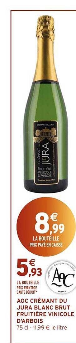 AOC CRÉMANT DU JURA BLANC BRUT FRUITIÈRE VINICOLE D’ARBOIS