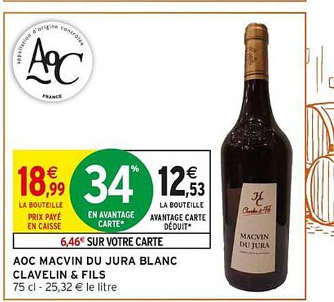 AOC MACVIN DU JURA BLANC CLAVELIN & FILS