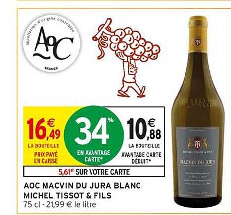 AOC MACVIN DU JURA BLANC MICHEL TISSOT & FILS