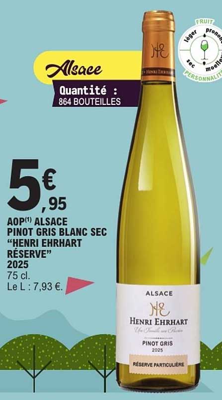 AOP ALSACE PINOT GRIS BLANC SEC “HENRI EHRHART RÉSERVE” 2025