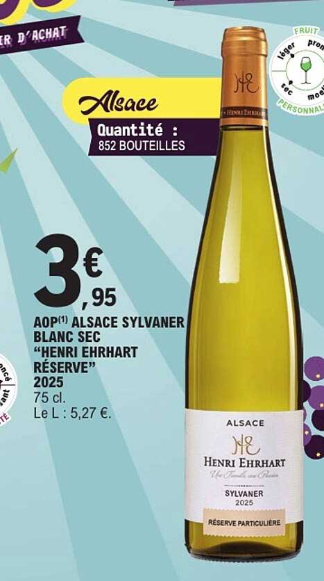 AOP ALSACE SYLVANER BLANC SEC "HENRI EHRHART RÉSERVE" 2025 75 cl