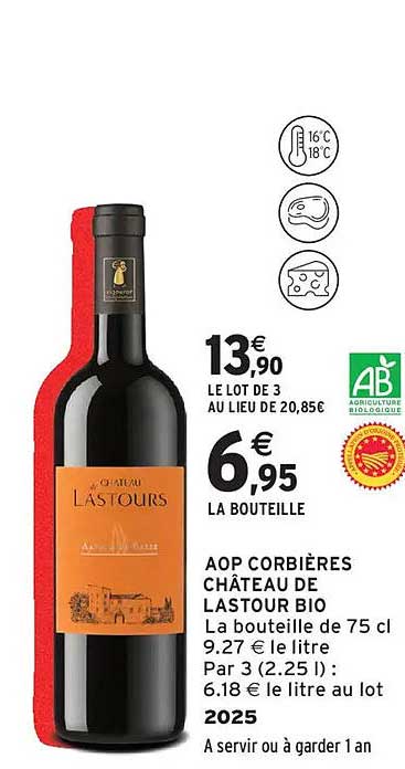 AOP CORBIÈRES CHÂTEAU DE LASTOUR BIO