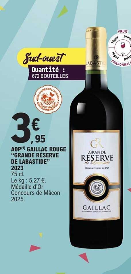 AOP GAILLAC ROUGE “GRANDE RÉSERVE DE LABASTIDE” 2023