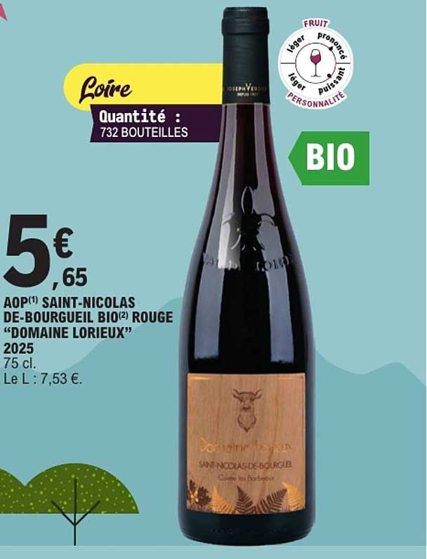 AOP SAINT-NICOLAS DE-BOURGUEIL BIO ROUGE “DOMAINE LORIEUX” 2025