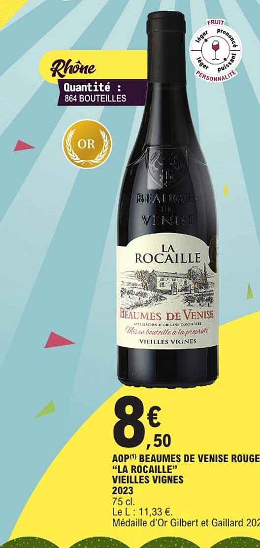 AOP(1) BEAUMES DE VENISE ROUGE “LA ROCAILLE” VIEILLES VIGNES 2023 75 cl.